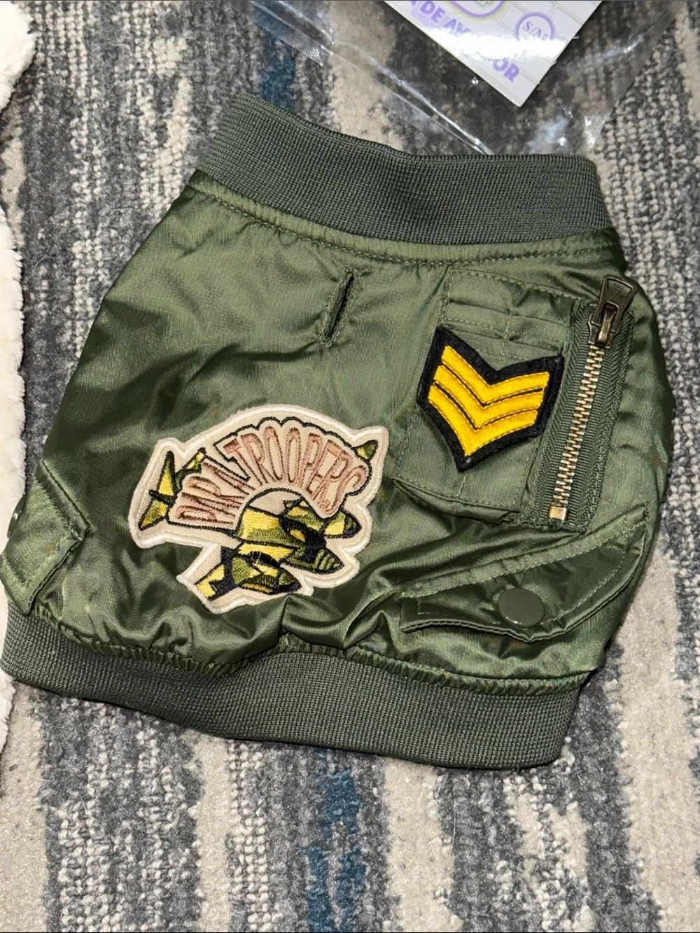 Small Green Dog Bomber Jacket w/Hat, Lion Costume Hat
